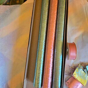 VINTAGE 1950'S WRAPPING PAPER GIFT SET , TISSUES, TAGS AND 3 PAPER COLORS